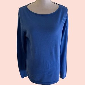 blue Blue 100% Pima Cotton Scoop Neck Long Sleeve Pullover L